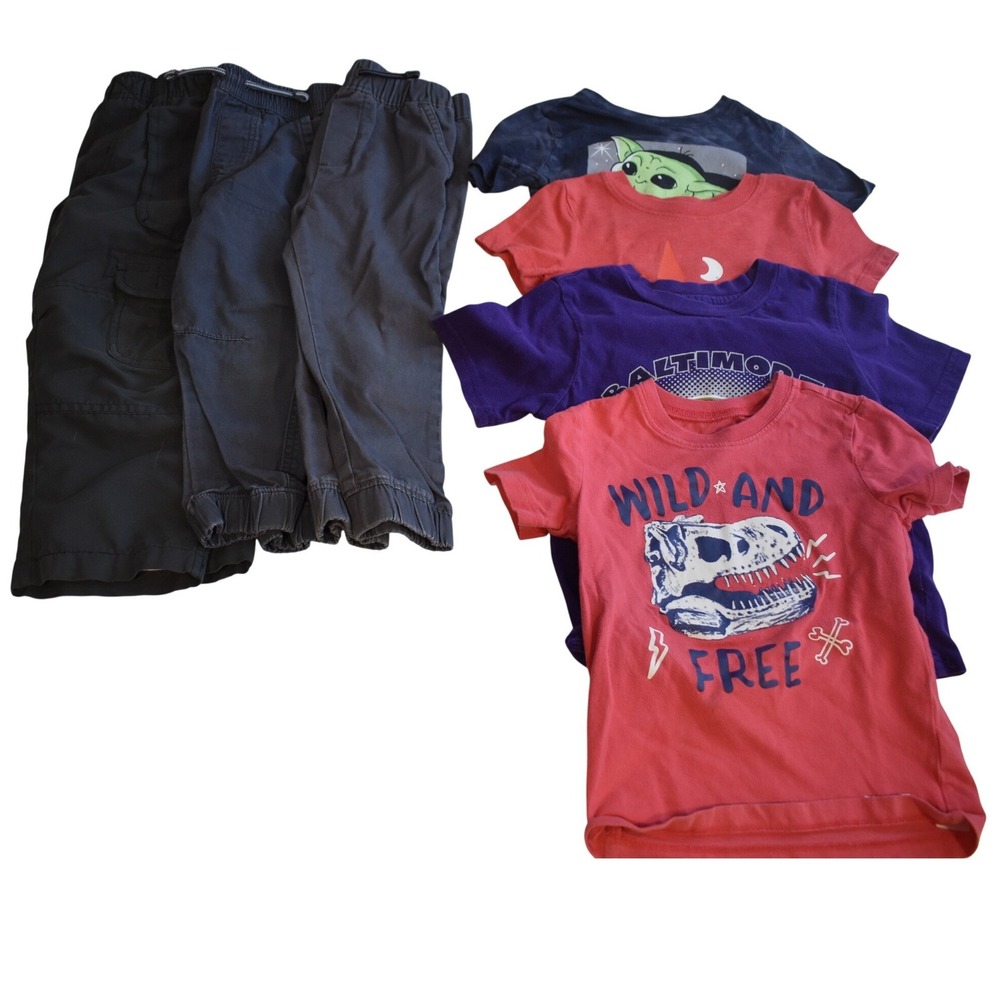 Mixed Lot of 7 Toddler Boys 3T Pants & Tee Shirt